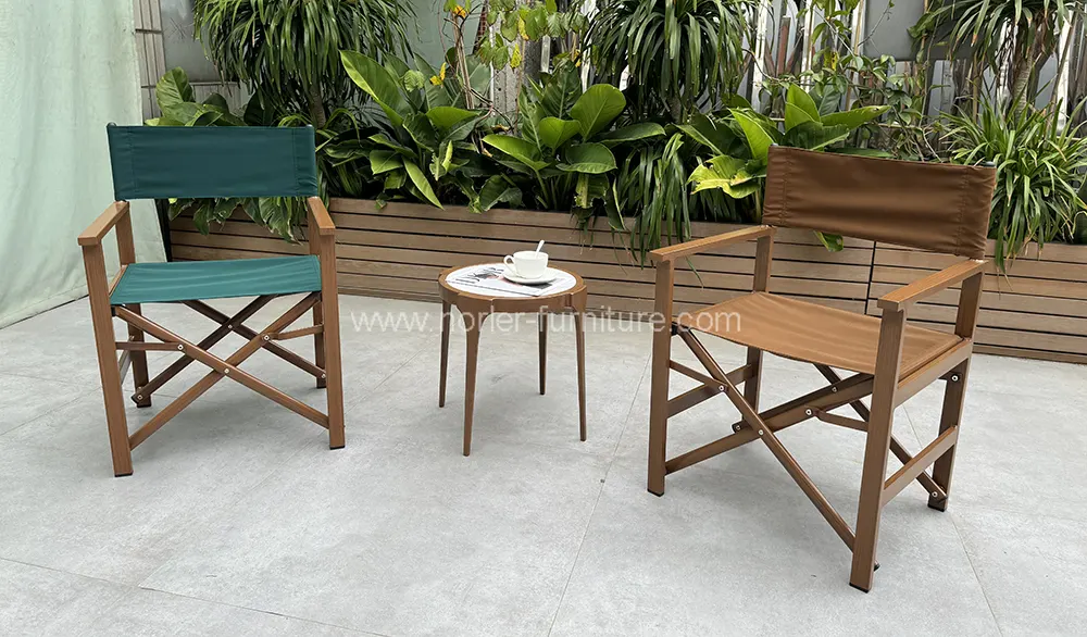 Waterproof Outdoor Aluminum Wood Grain Balcony Set