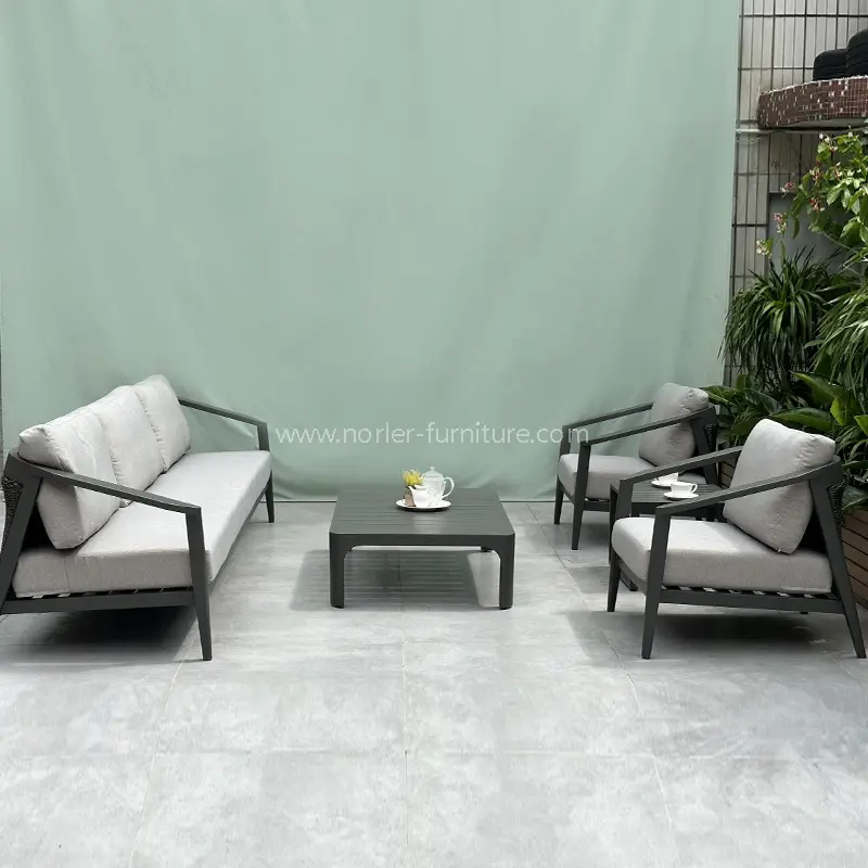Outdoor Minimalist Handmade PE Rattan Aluminum Frame Sofa
