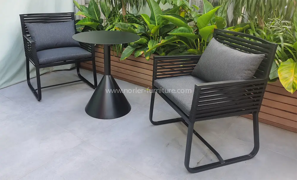 Outdoor Modern Leisure Design Aluminum Frame Woven Belt Balcony Set
