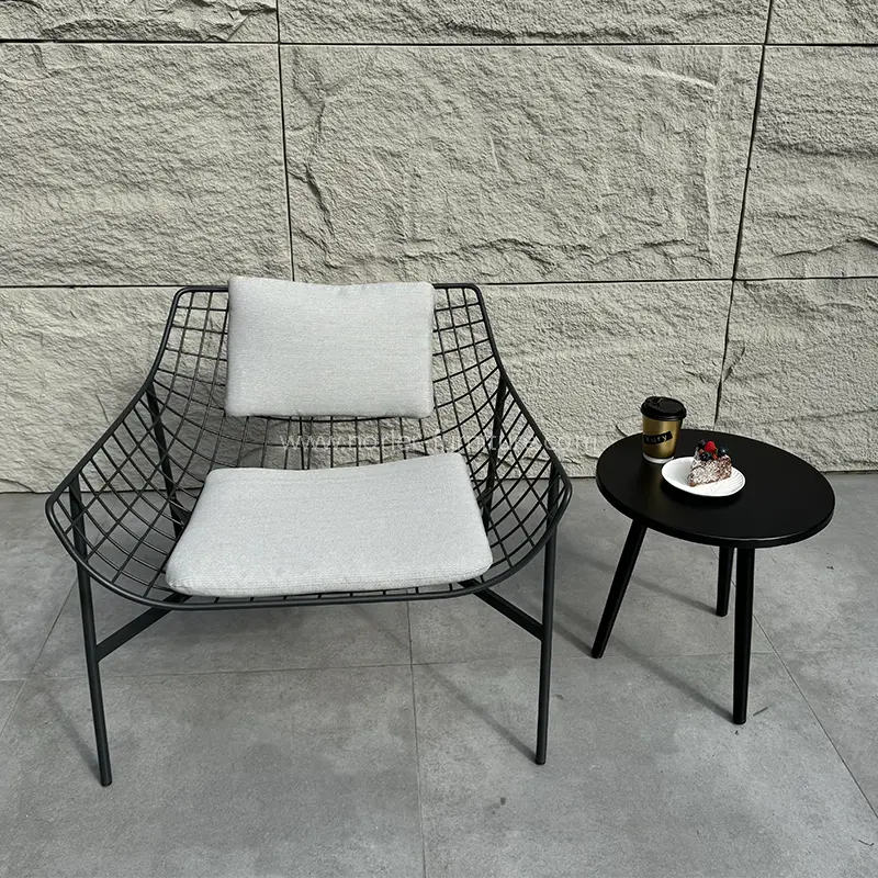 Outdoor Courtyard Black Aluminum Waterproof Cushion Balcony Set