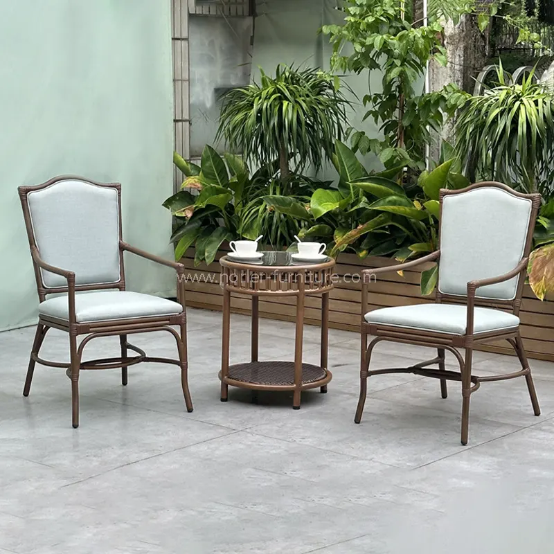 বহিরঙ্গন অ্যালুমিনিয়াম কাঠের শস্য পে রত্তান বারান্দা সেট