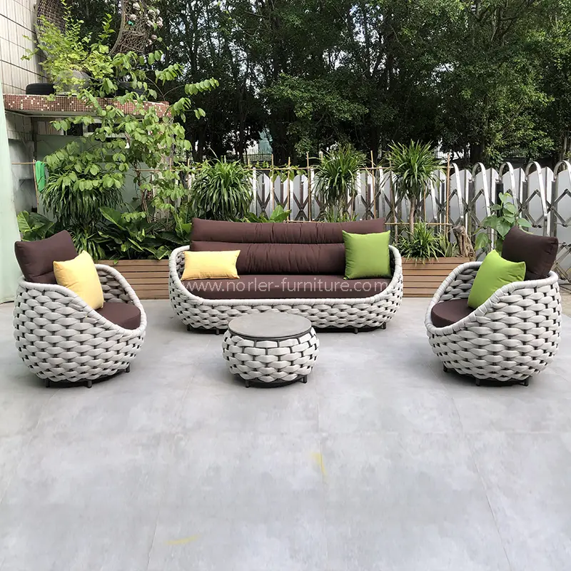 বহিরঙ্গন উঠোনের হাত বোনা দড়ি বার্ড নেস্ট সোফা